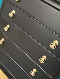 Image 4 of Vintage black & gold wooden chest of drawers