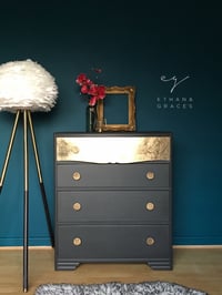 Image 2 of Vintage chest of drawers in grey & gold