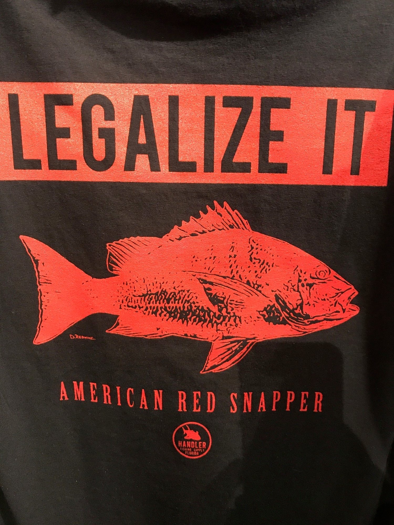 Image of 'Legalize It' Red Snapper Shirt (BLACK-Short Sleeve Cotton)