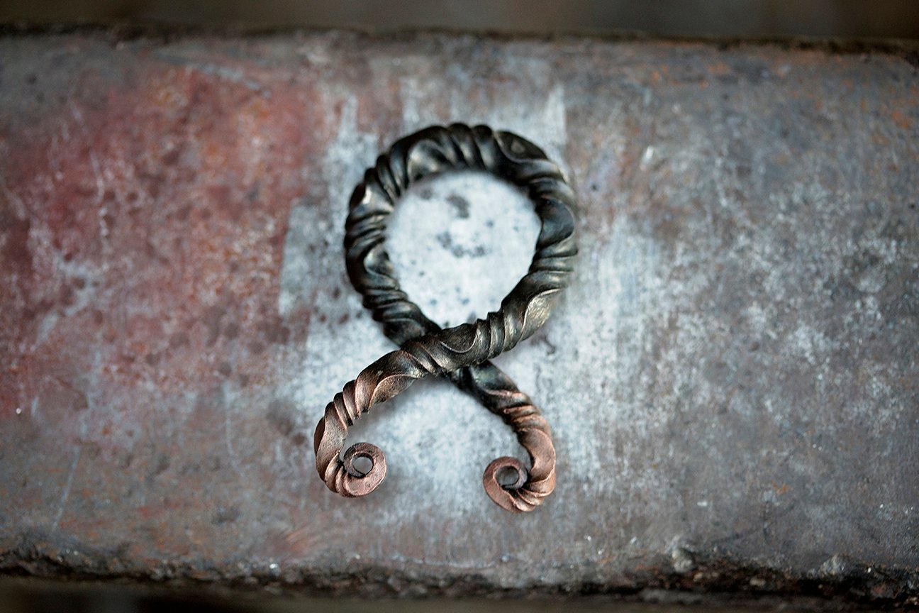 Image of Bronzed Steel Viking Trollkors (Troll Cross) Necklace | Reverse Twist Mild Steel + leather + copper