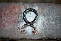 Bronzed Steel Viking Trollkors (Troll Cross) Necklace | Reverse Twist Mild Steel + leather + copper