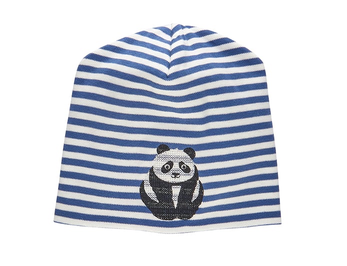 Image of SALE Mütze blau oder rose gestreift mit Panda