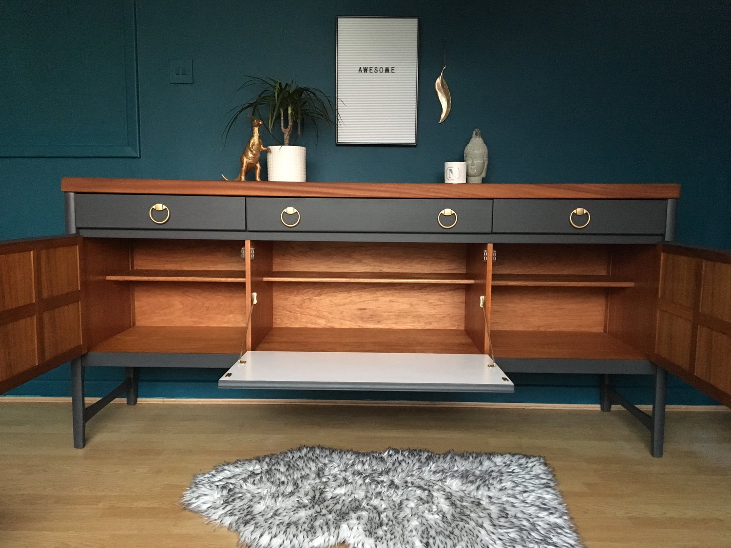 Image of Dark grey Nathan Teak sideboard