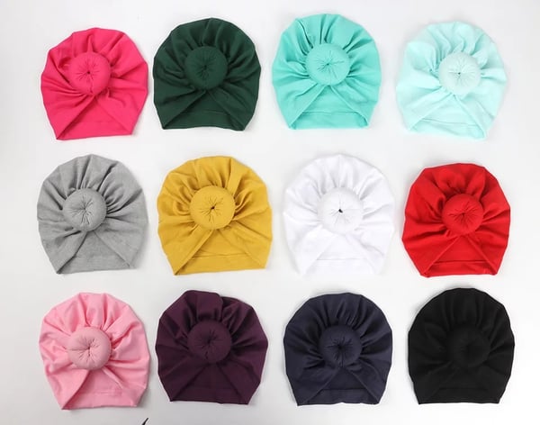 Image of ROCK BOTTOM BLOWOUT Baby Turban Ballknot Hat -12 Color Choices