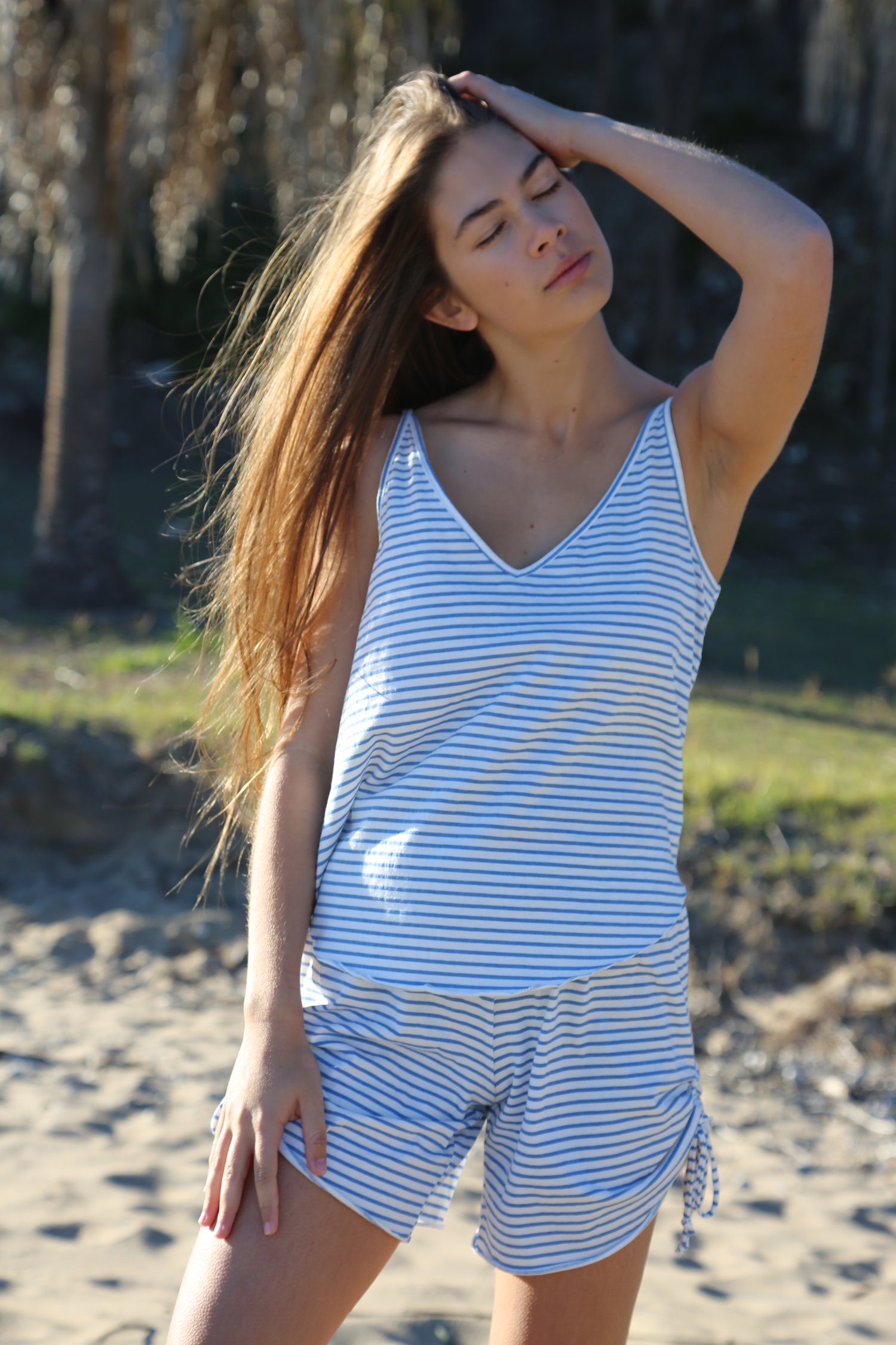 Image of SUMMER LOVE TANK - Blue Stripe