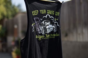 Image of “Keep Your Grass Cut” Black sleeveless Tee