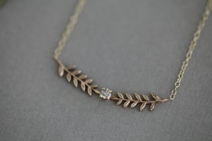 Image of double fern leaf & champagne diamond necklace