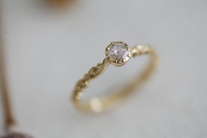 Image of *Made to order* 18ct gold 4.0mm rose-cut diamond floral carved ring