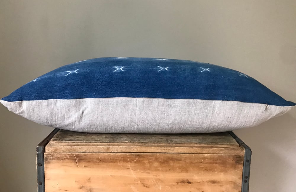 Image of Light Blue Mudcloth Pillow 26”x16”