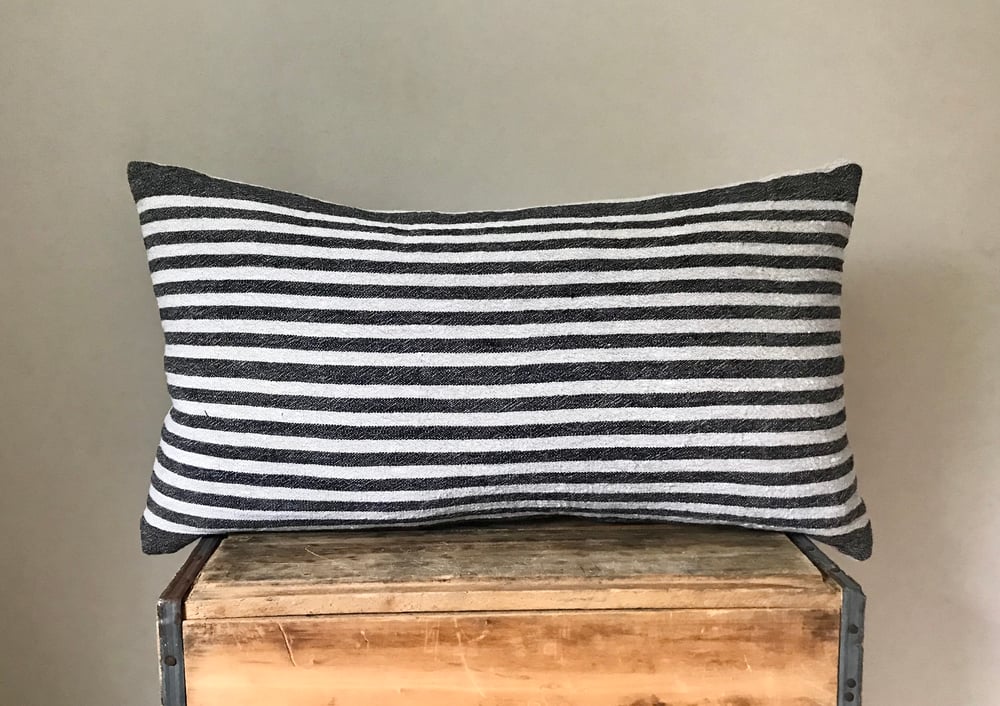 Image of Striped Linen Pillow 26”x16”