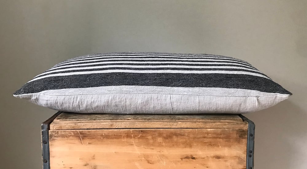 Image of Striped Linen Pillow 26”x16”