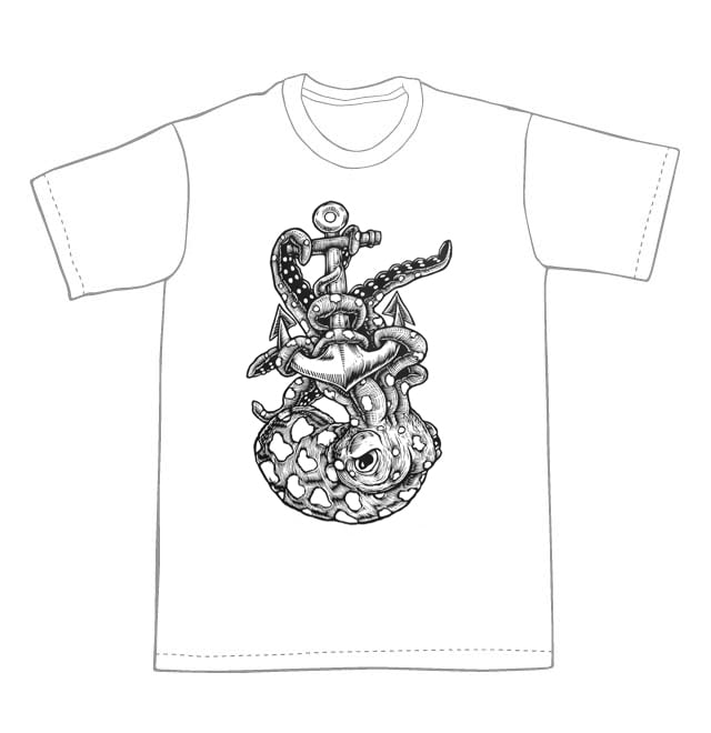 Octopus and an Anchor T-shirt (A3) **FREE SHIPPING**