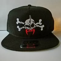 Image 1 of FANG EMBROIDERED HAT-SKULL & CROSSBONES