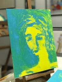 Image 2 of Blue-yellow Portrait No2 - Acrylic On Canvasboard, cc 24x30 cm