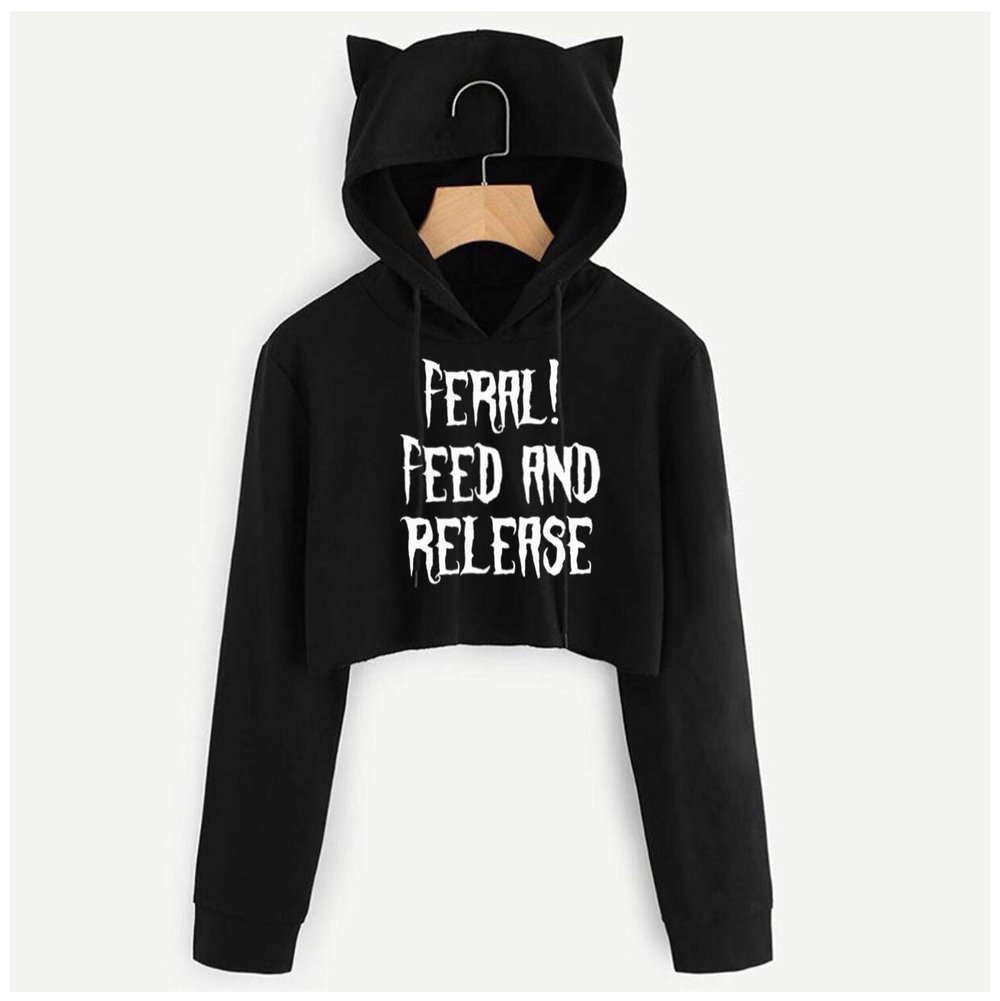Feral Kitty Cropped Hoodie