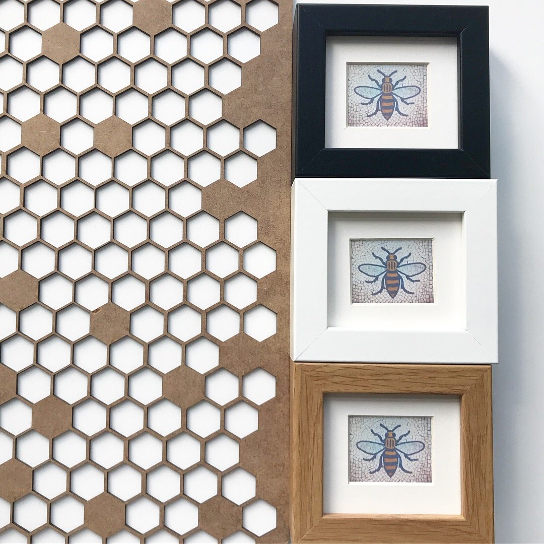 Image of MANCHESTER BEE MINI PRINT SHELF FRAME - 3 COLOURS TO CHOOSE FROM