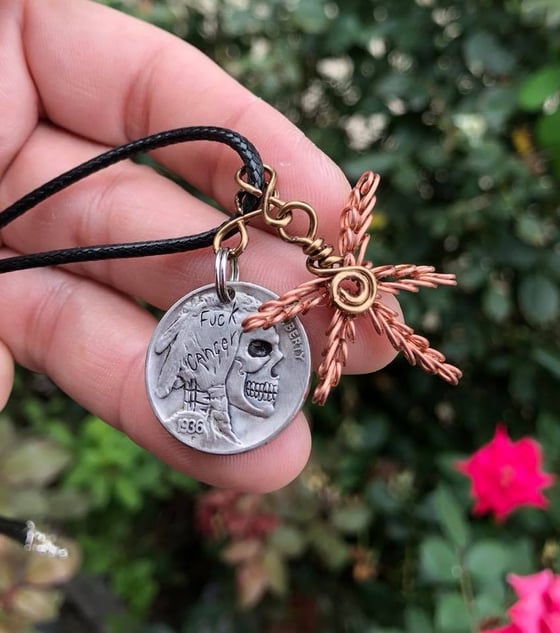 Image of FUCK cancer collaboration necklace