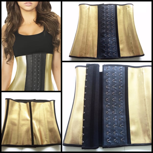 Image of Gold Latex 3 Hook Waist Cincher