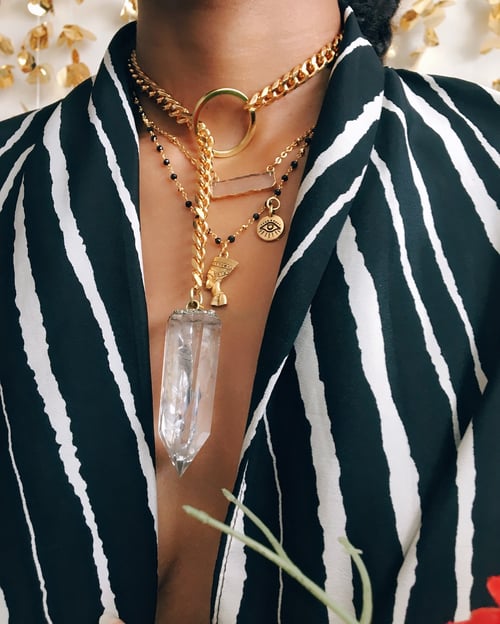 Image of AMINA Gold • Crystal Lariat Necklace