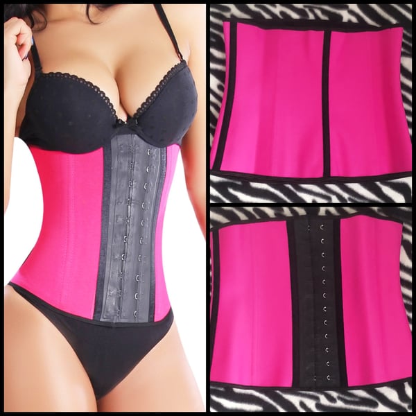 Image of Fuschia 3 Hook Latex Waist Cincher