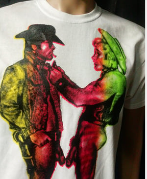 Image of Gay cowboys rainbow tshirt oversized print