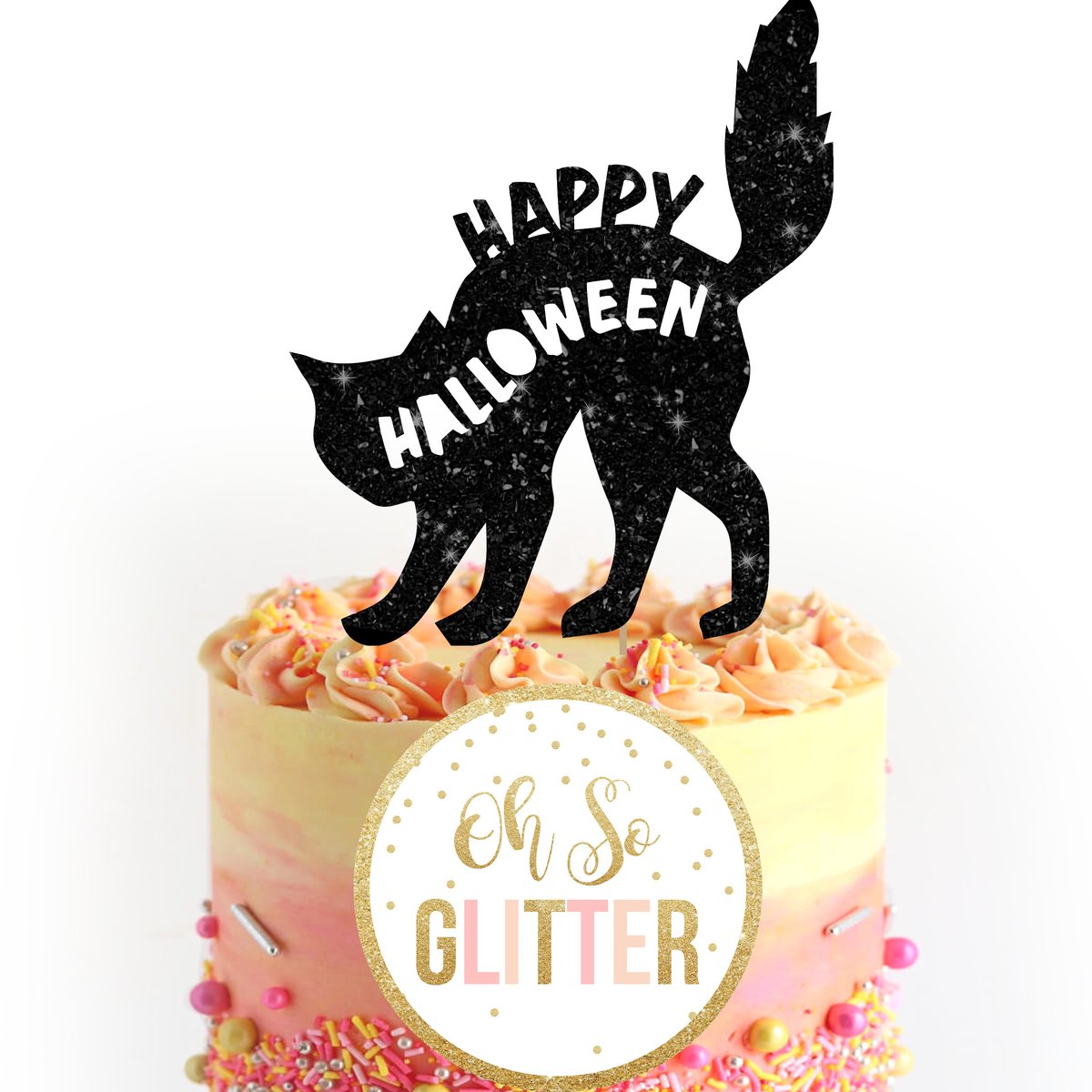 Cat Cake Topper Set, Cat Birthday Topper, Glitter Kitty Cat , Cat Birthday  Cake Topper Set, Magical Cake Topper, Halloween Black Cat, Kitty 
