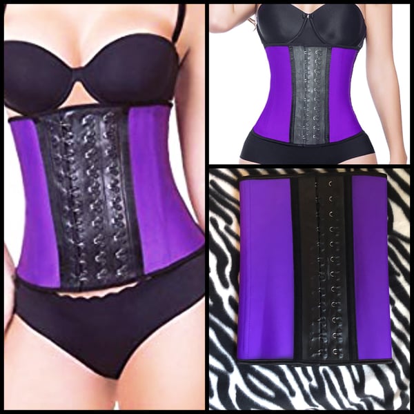 Image of Purple 3 Hook Latex Waist Cincher