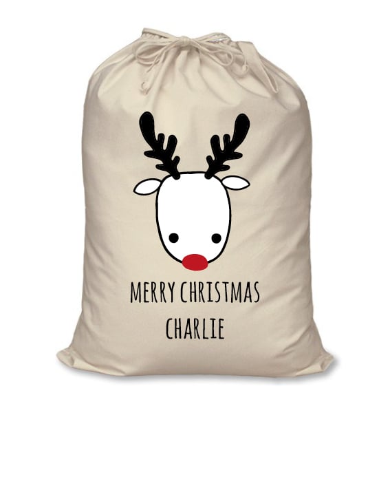 Image of Personalised Christmas Santa Sack - Reindeer