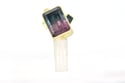 Tourmailne cluster monolith ring. Bi-colour and indicolite tourmaline set in 18ct and silver