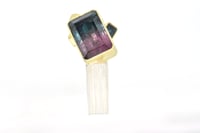 Image 3 of Tourmailne cluster monolith ring. Bi-colour and indicolite tourmaline set in 18ct and silver