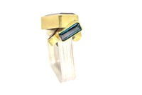 Image 4 of Tourmailne cluster monolith ring. Bi-colour and indicolite tourmaline set in 18ct and silver