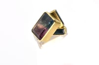 Image 2 of Tourmailne cluster monolith ring. Bi-colour and indicolite tourmaline set in 18ct and silver