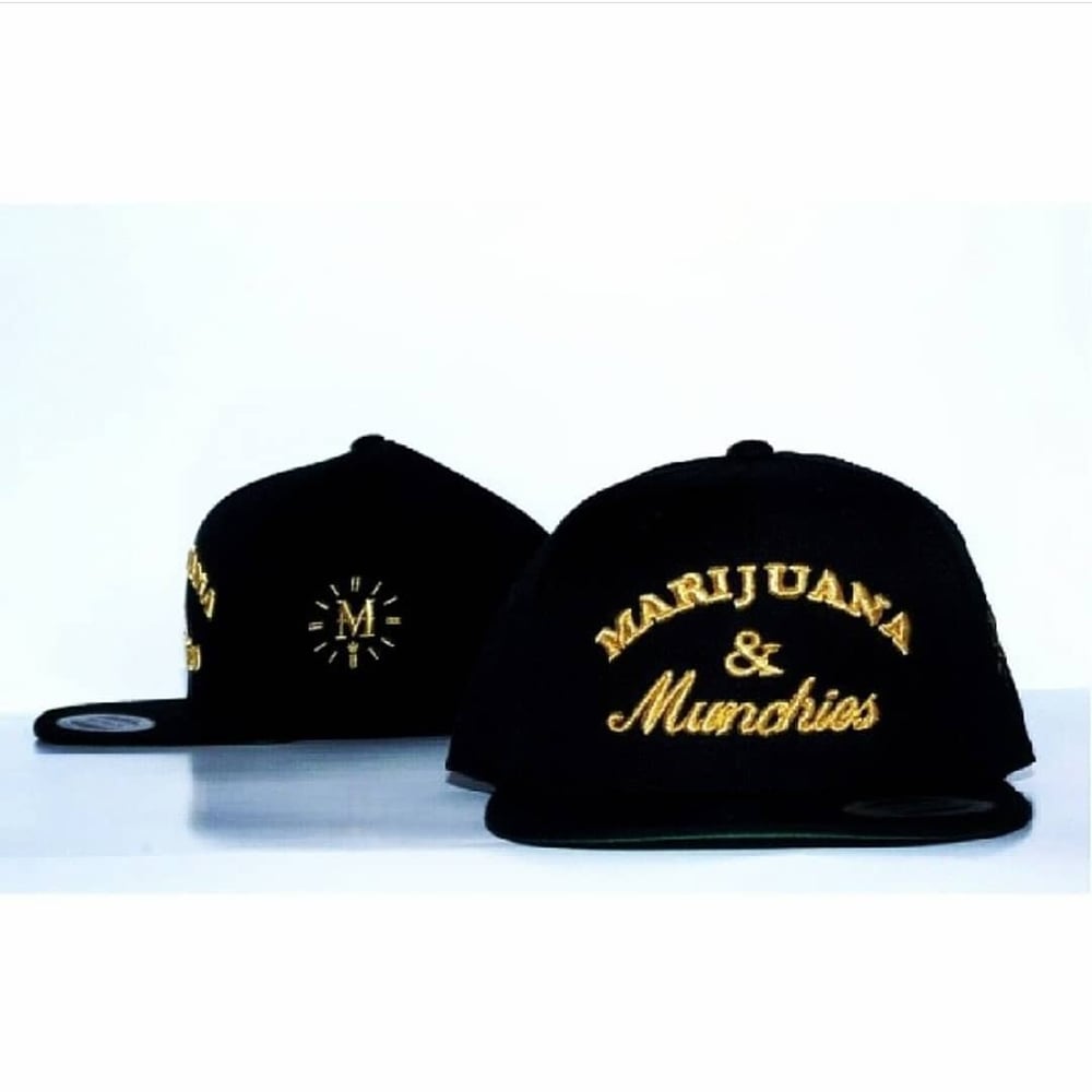 Image of Black and gold marijuana x munchies  Endlesssessions snapback