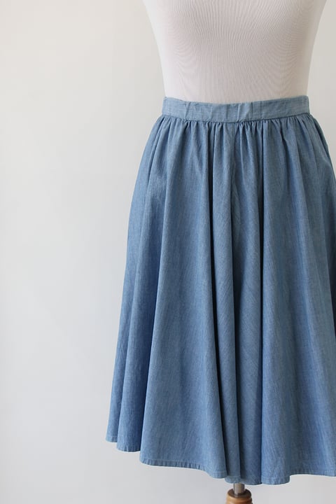 Image of Full Circle Chambray Cotton Skirt