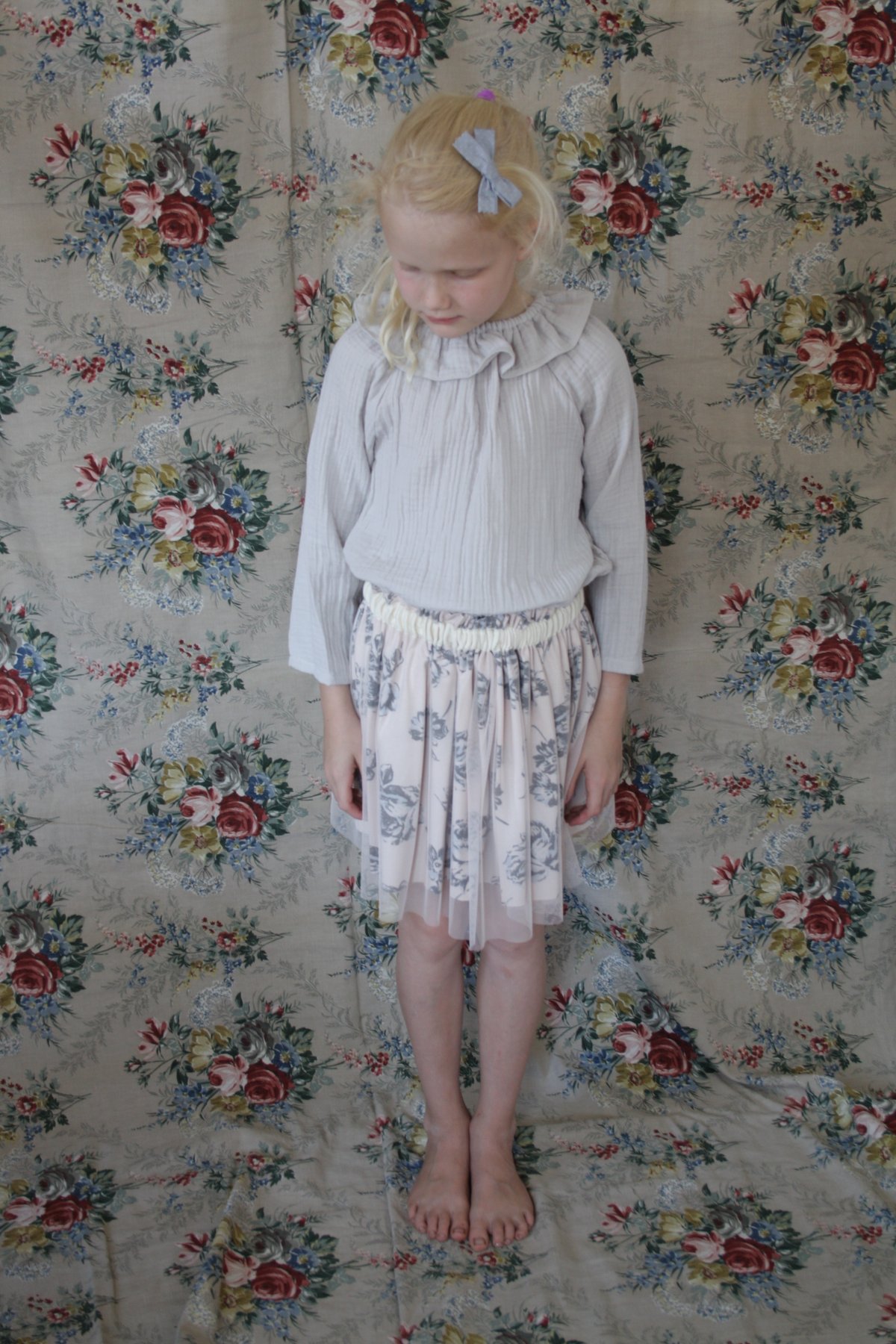 Tulle Skirt-cream flowers