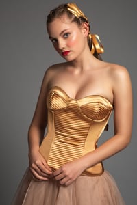 Image 1 of CORSET RASO CARAMELO ALTO BRILLO PESPUNTES