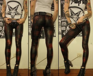 Image of Red-stained fauxleather pants