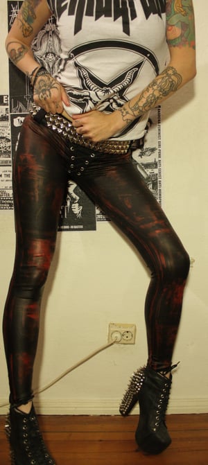 Image of Red-stained fauxleather pants