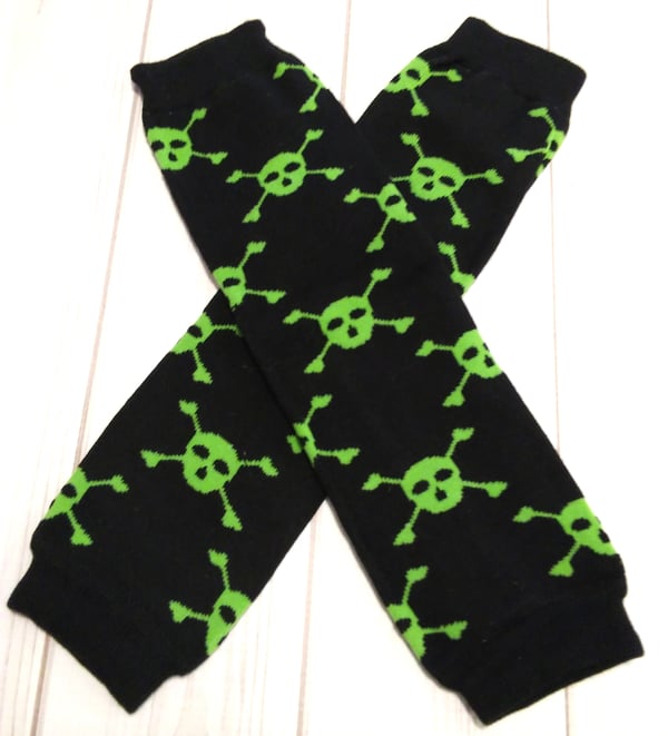 Image of  Halloween Leg Warmers - Green Skull