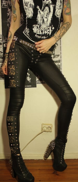 Image of Studded fauxleather leopard pants