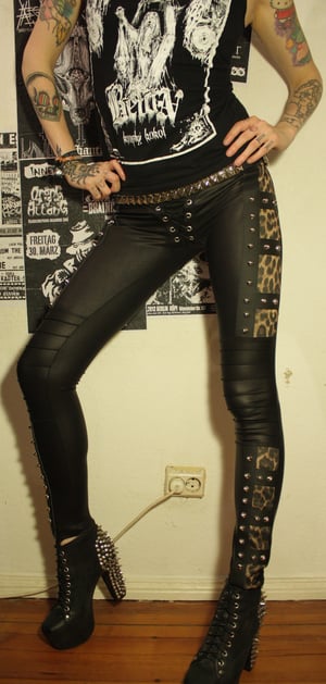 Image of Studded fauxleather leopard pants