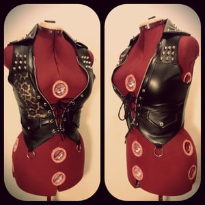 Image of Studded fauxleather/leopard vest