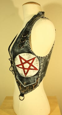 Image 3 of Fauxleather leopard pentagram vest