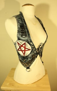Image 4 of Fauxleather leopard pentagram vest