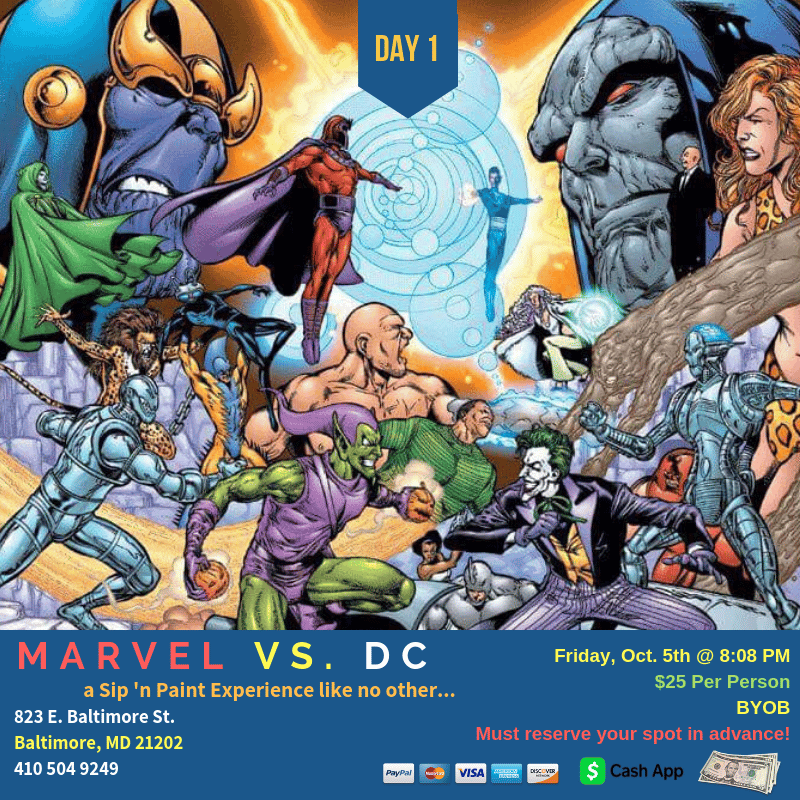 Image of Marvel vs. DC (Sip n Paint)