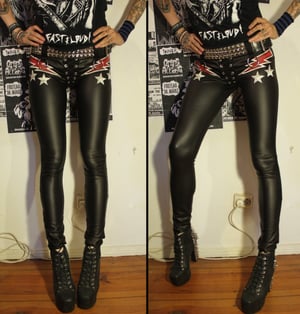 Image of Fauxleather pants with stars and lightningbolts