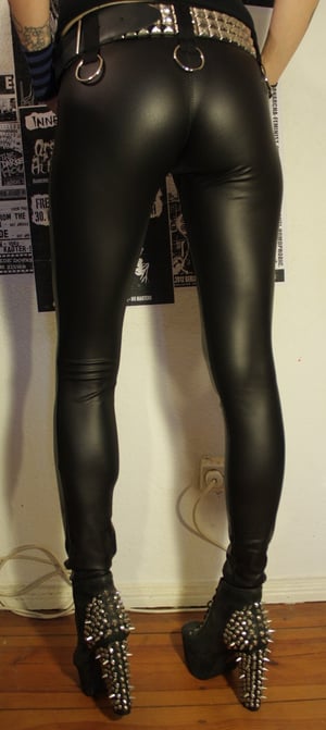 Image of Fauxleather pants with stars and lightningbolts