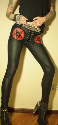 Image 4 of Fauxleather pentagram pants