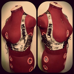 Image of Stained fauxleather/leopard vest