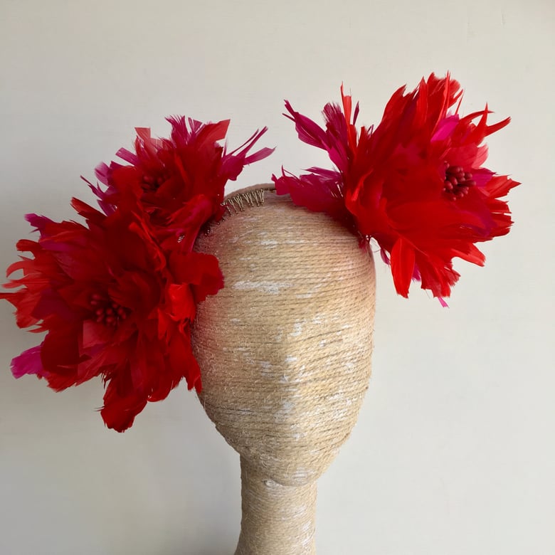 Image of Red and pink feather headpiece - SOLD OUT